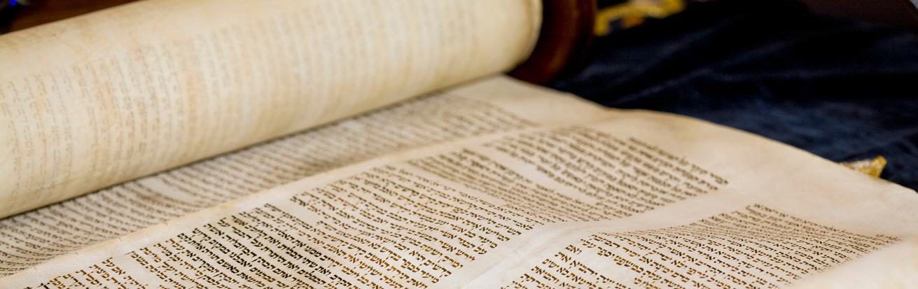 Unrolled scroll with Hebrew text